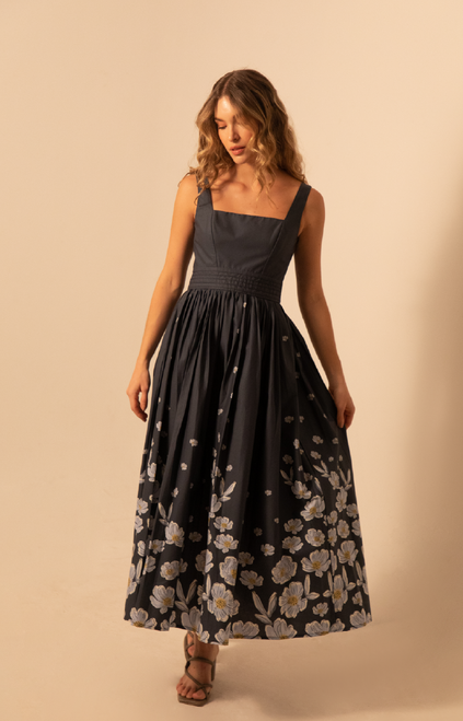 Gala Midi Dress - Daisy Navy